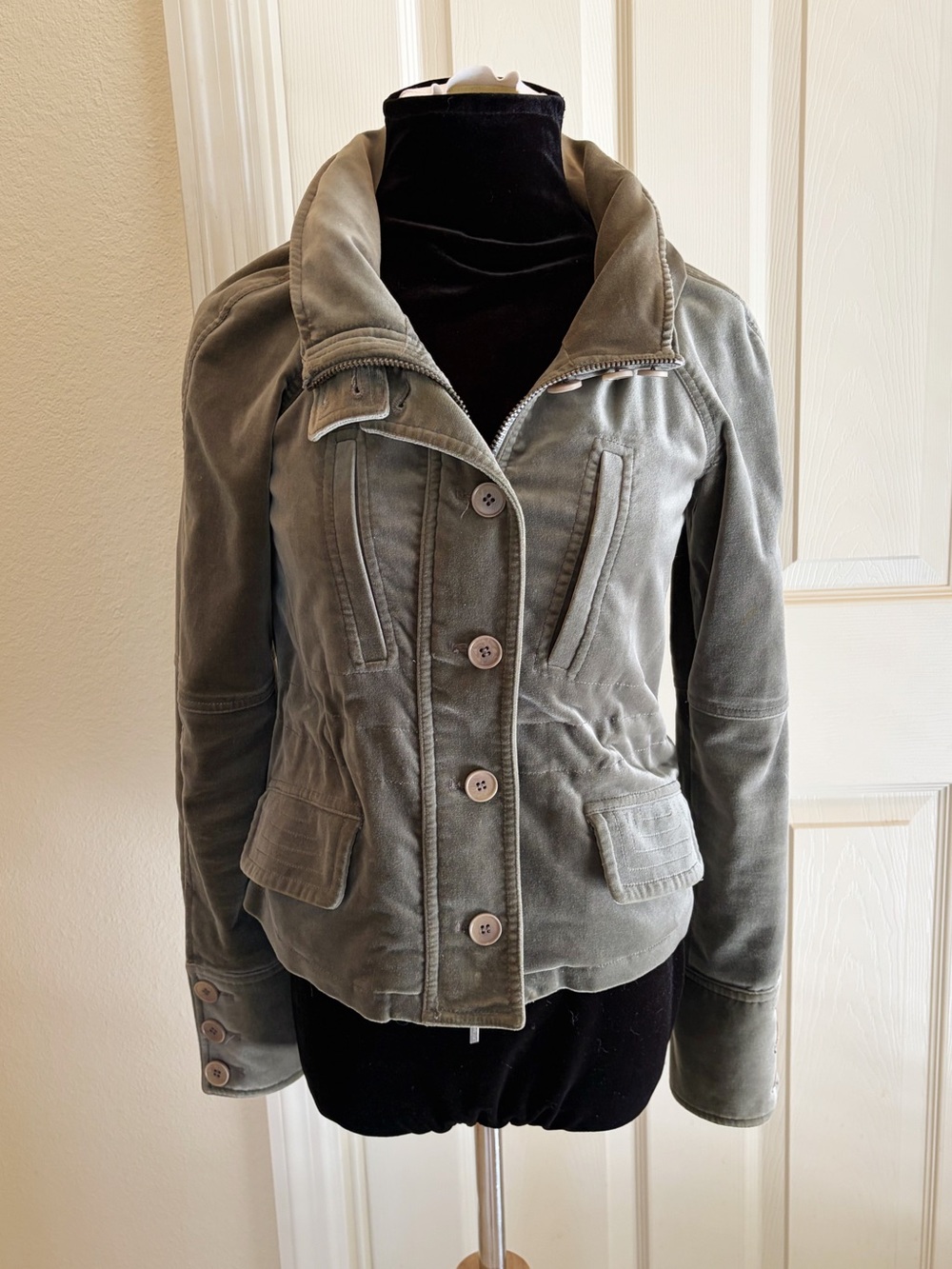 Vintage Theory Grey Fitted Velvet Utility Jacket